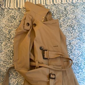 Classic tan trench with waist tie